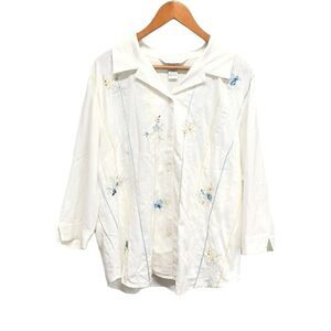 Vintage Plus Size Linen Napa Valley Floral Blouse Size 1X